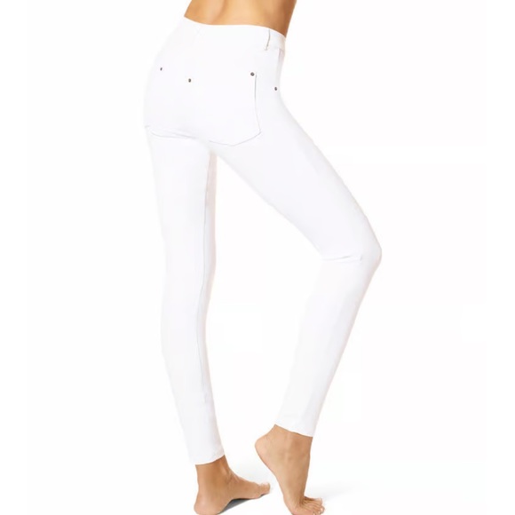 HUE white denim leggings-super stretch and soft-elastic waistband-Size S US - Picture 3 of 12